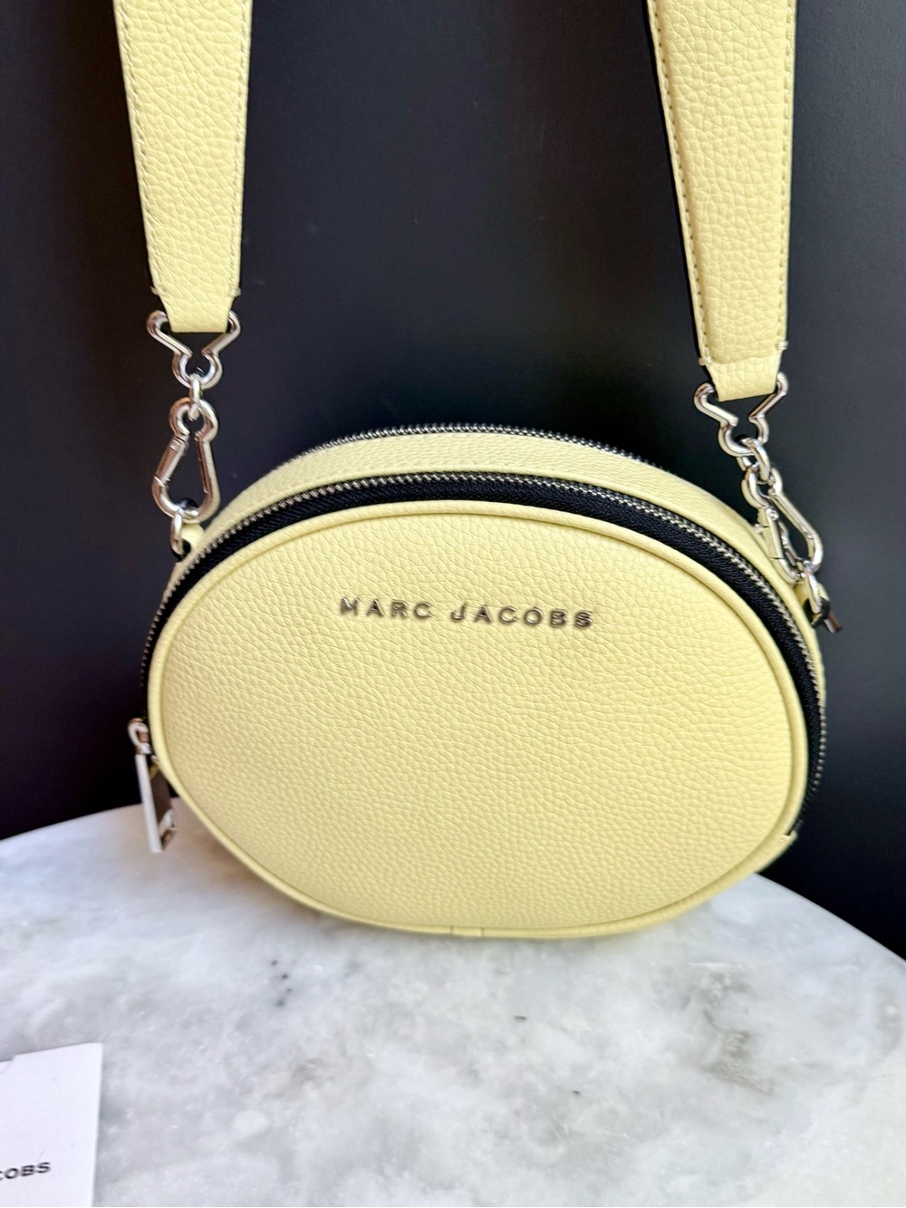 Marc Jacobs “The Rewind” Oval Leather Crossbody Bag Yellow NWOT w/care card